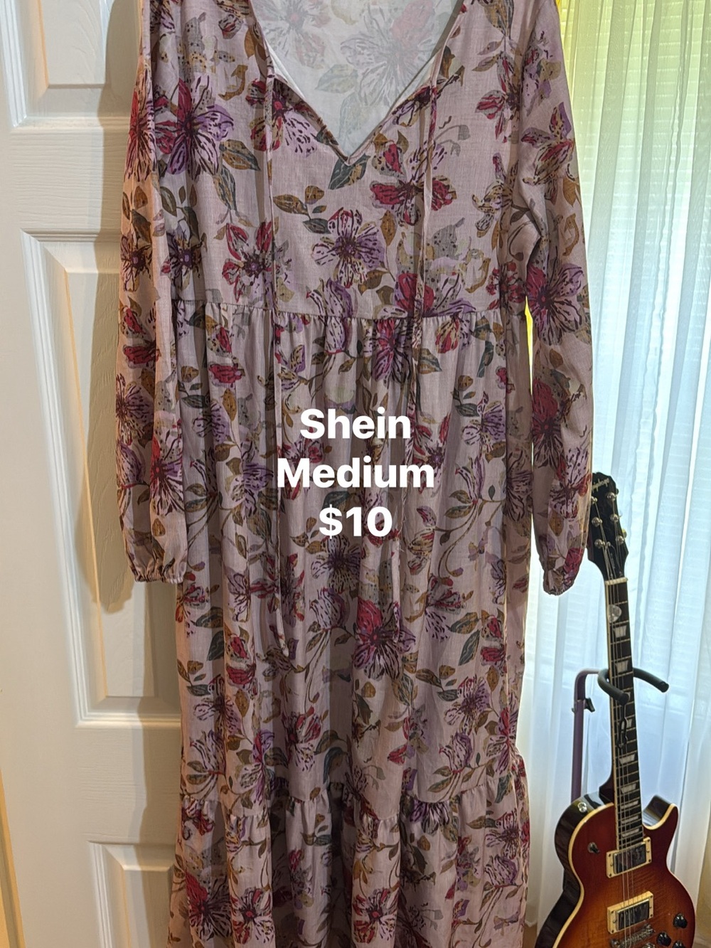 SHEIN Lavender-Pink Floral Midi Dress